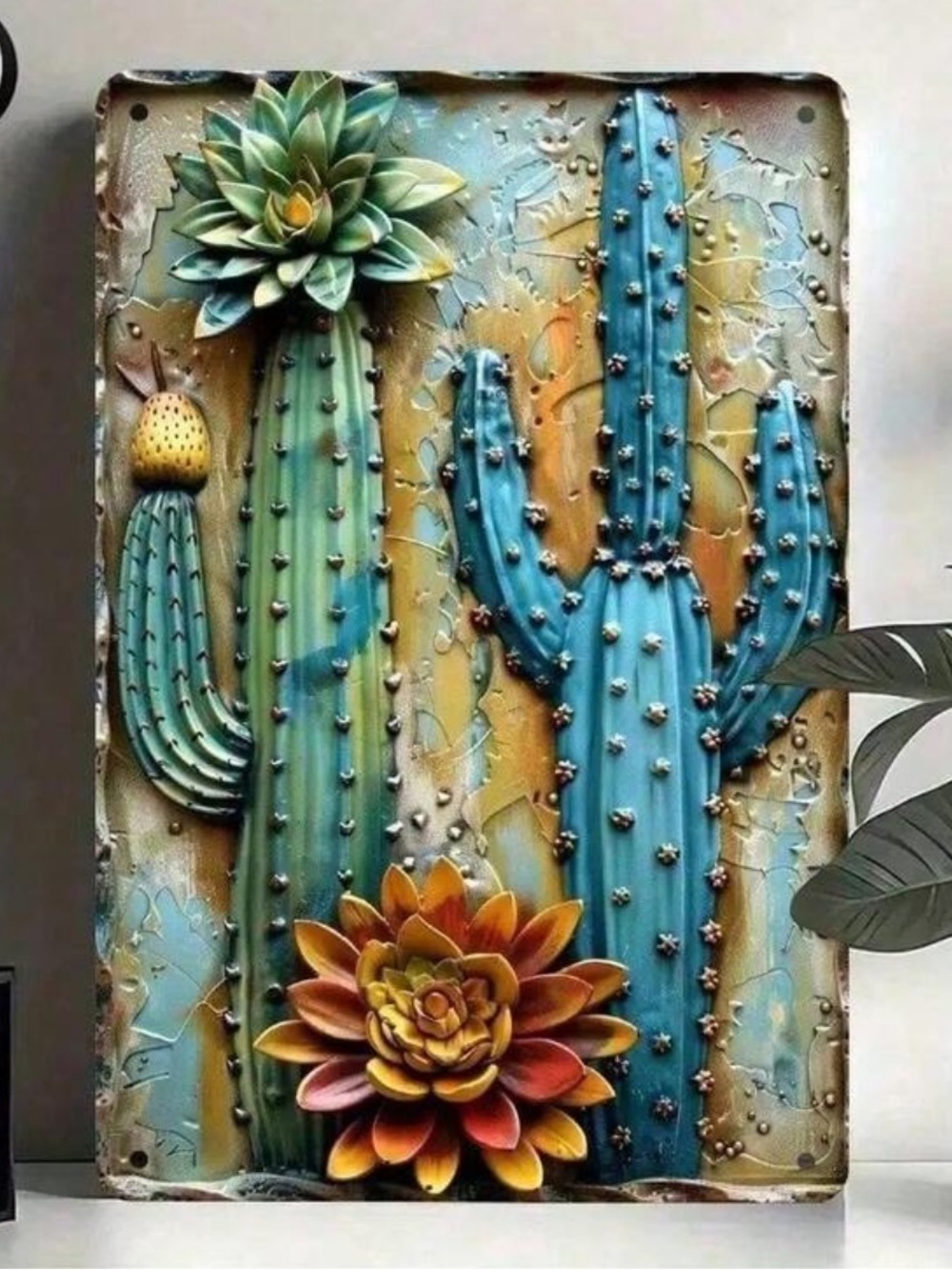 Retro Metal Cactus Wall Art NEW 🏷️